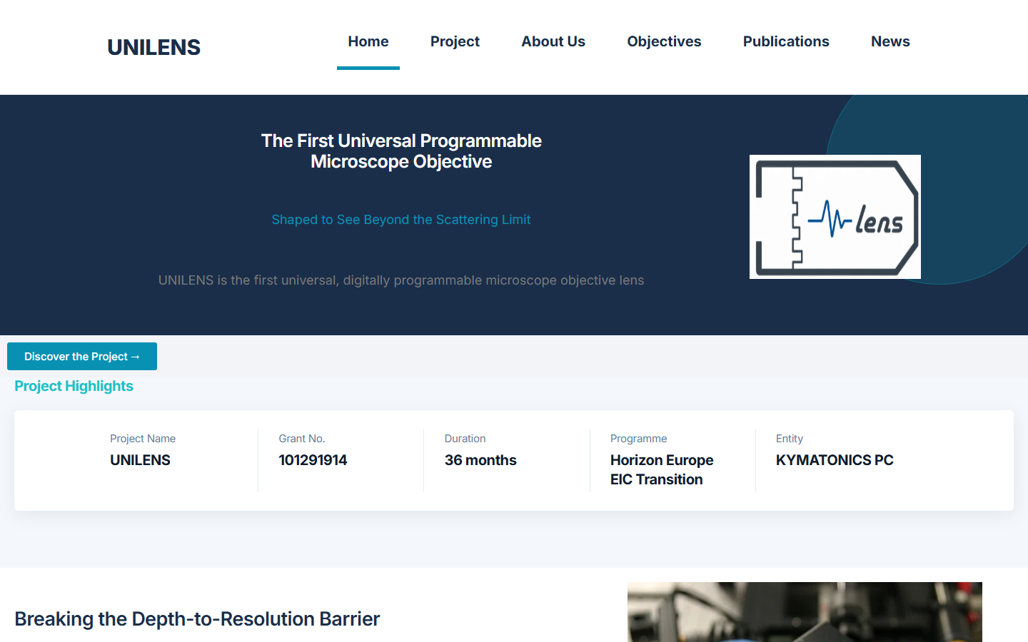 Unilens Project homepage